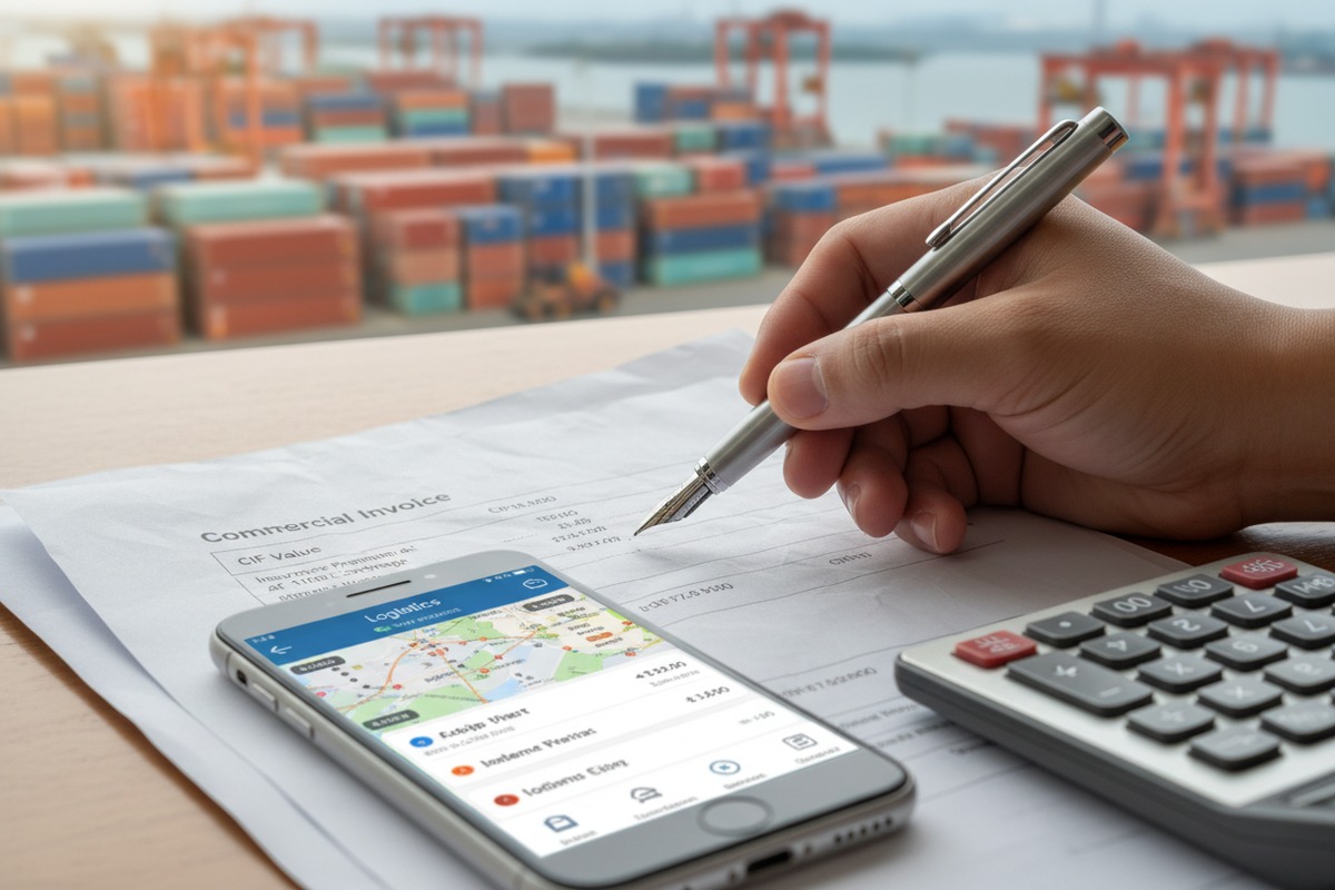 Calculating international cargo insurance premiums using invoice value and insurance rates (ID#3)