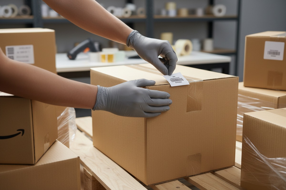 Amazon FBA Labeling Compliance Forwarder handling Amazon FBA labeling and compliance for shipment identification and delivery (ID#3)