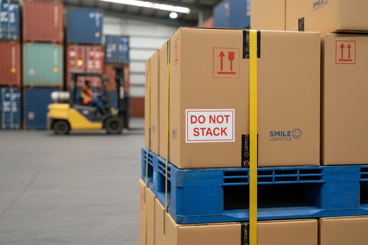 Protecting fragile LCL cargo using load-bearing pallets and clear do not stack labels (ID#2)