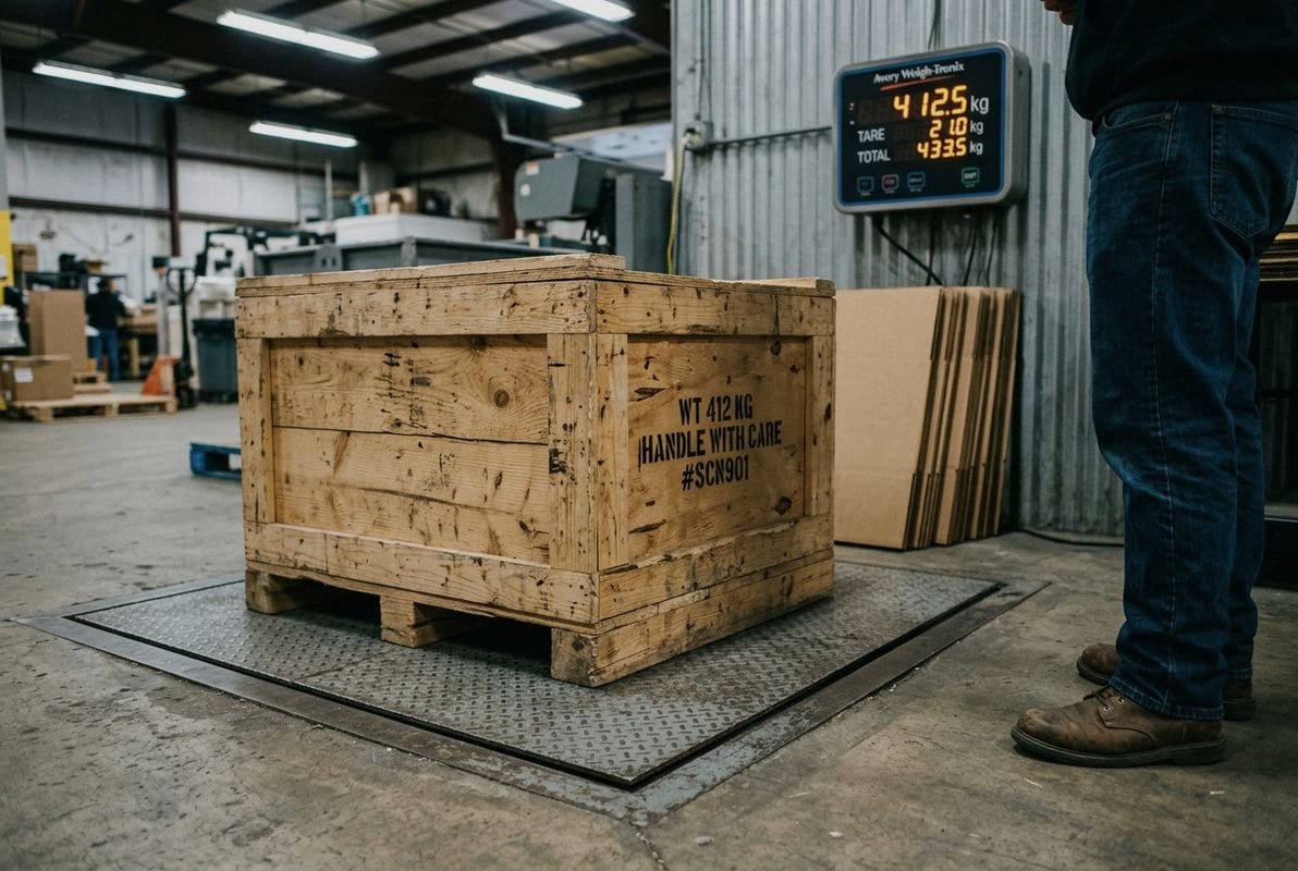 Impact of wooden crates on shipping costs including weight and ISPM 15 treatment fees (ID#2)