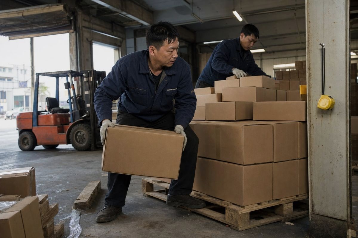 Pallet Stacking Techniques Stacking and securing heavy pallets with even weight distribution and stability (ID#3)