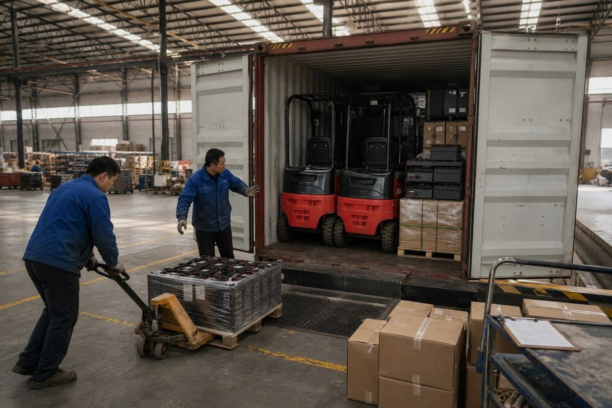 Consolidating forklifts batteries and spare parts from multiple Chinese suppliers into one shipment (ID#5)