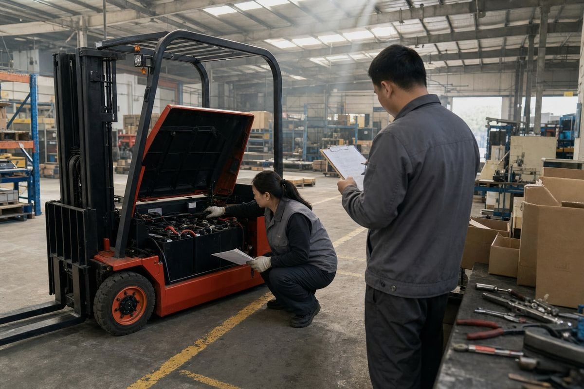 Freight forwarder verifying UN38.3 certification and DG approvals for lithium battery forklifts (ID#2)