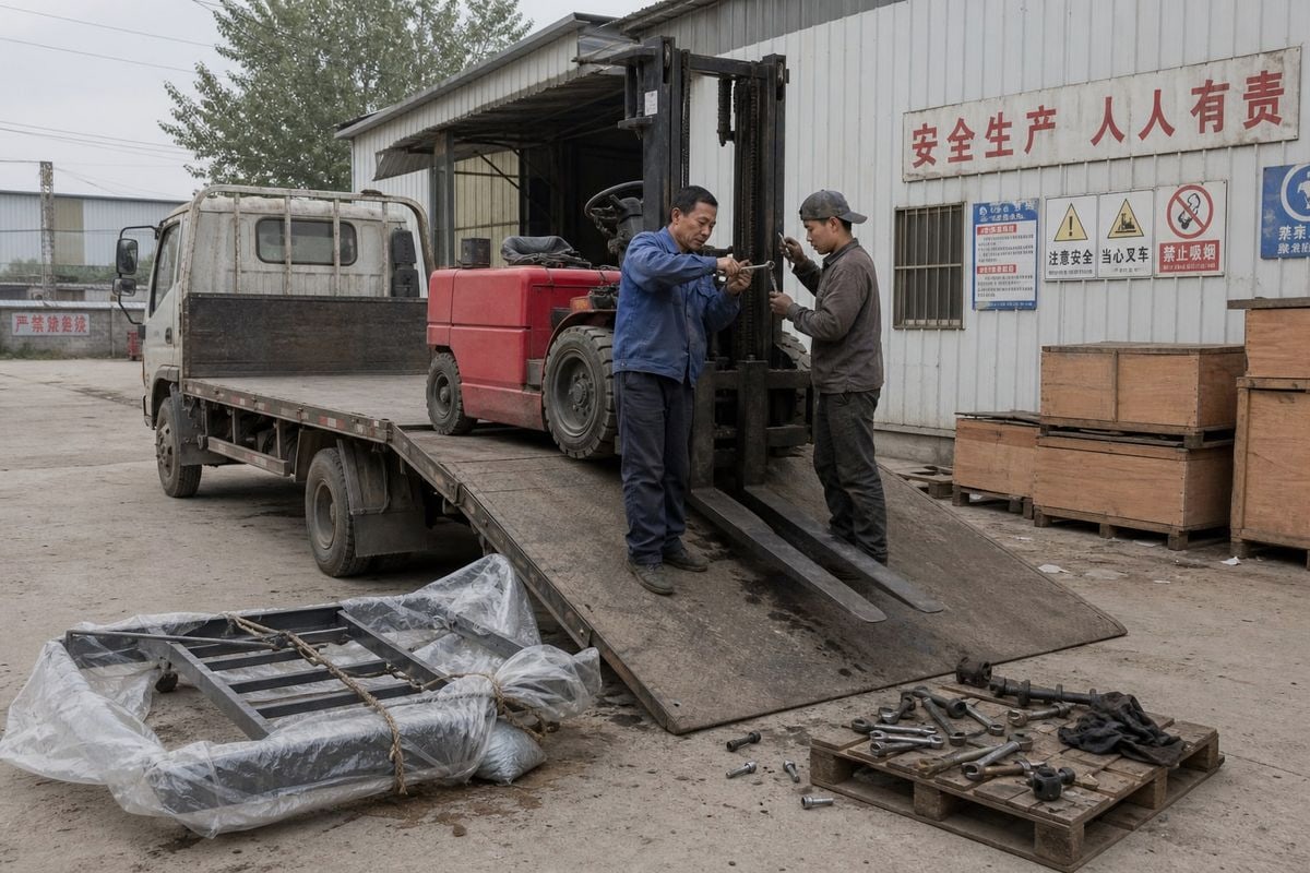 Steps for shipping forklifts from Chinese factory to port including loading and customs (ID#2)