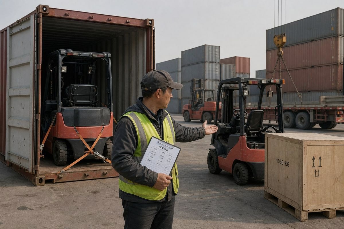 Freight cost and container space comparison when shipping forklifts with batteries installed (ID#3)