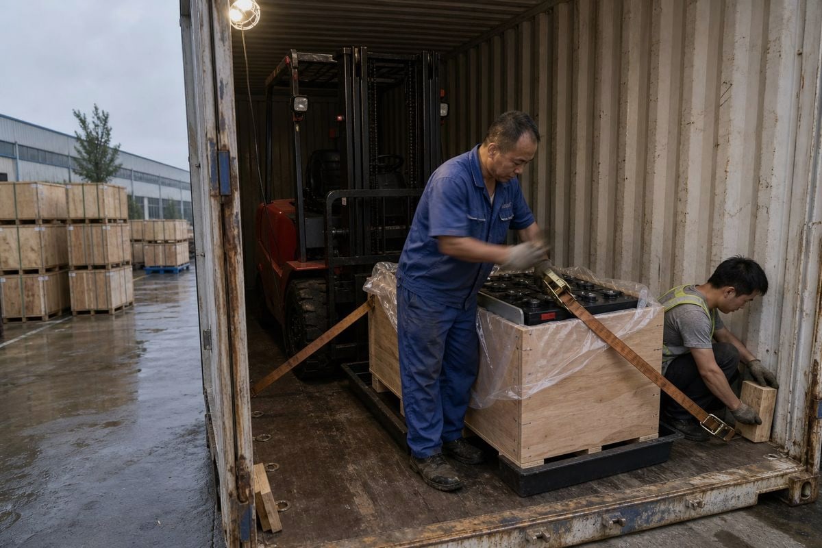 Proper packaging and container loading methods for safe forklift battery transit shipping (ID#3)