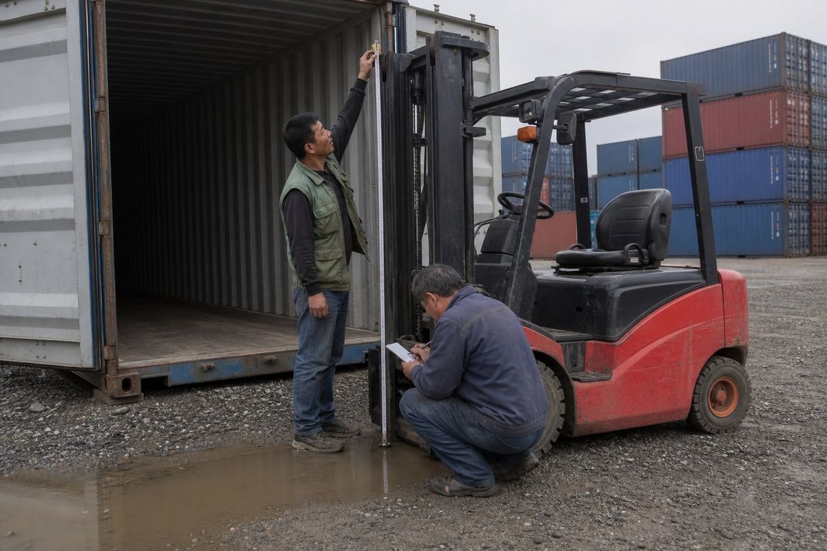 Key factors like mast height and chassis width affecting 40HQ forklift loading capacity (ID#3)
