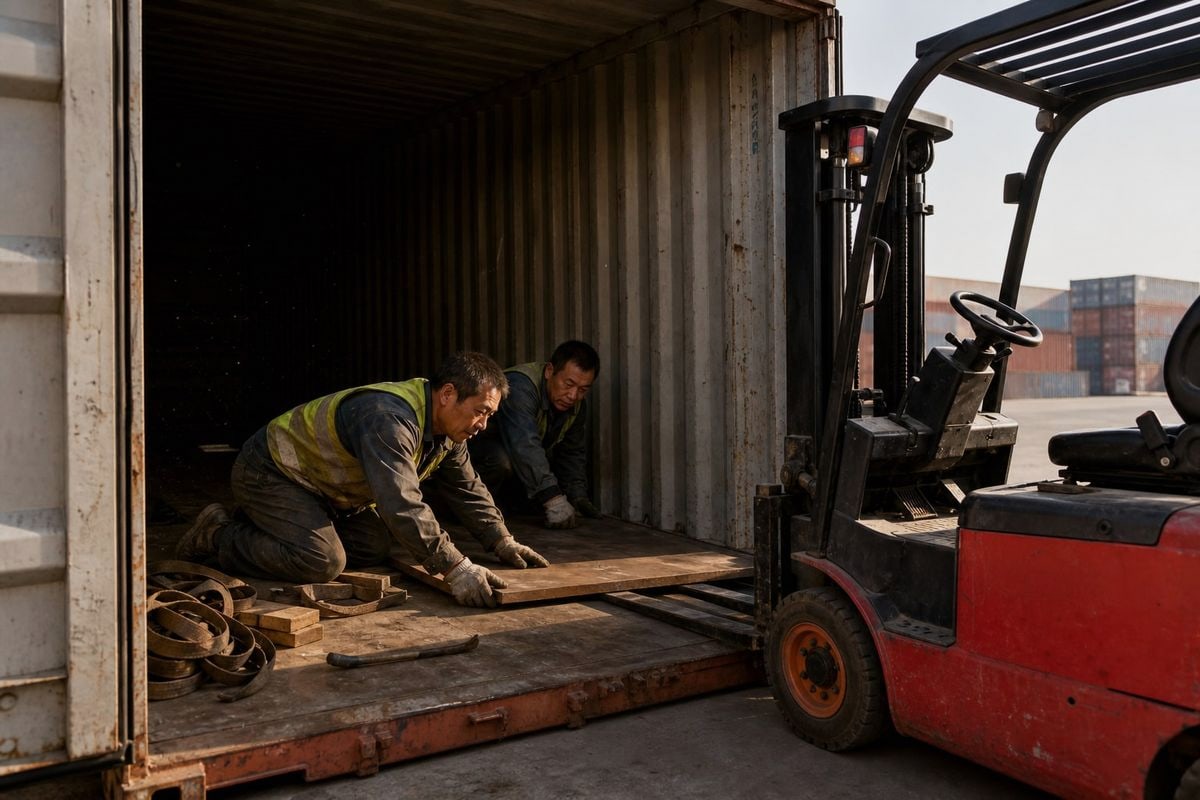 Combining forklift batteries and spare parts within one shipping container (ID#4)