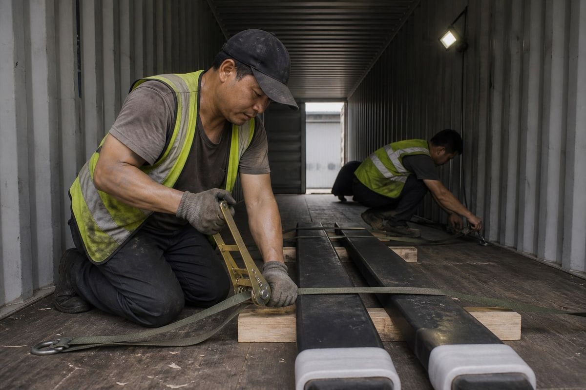 Risks of shipping forklifts with forks still attached to carriage (ID#4)