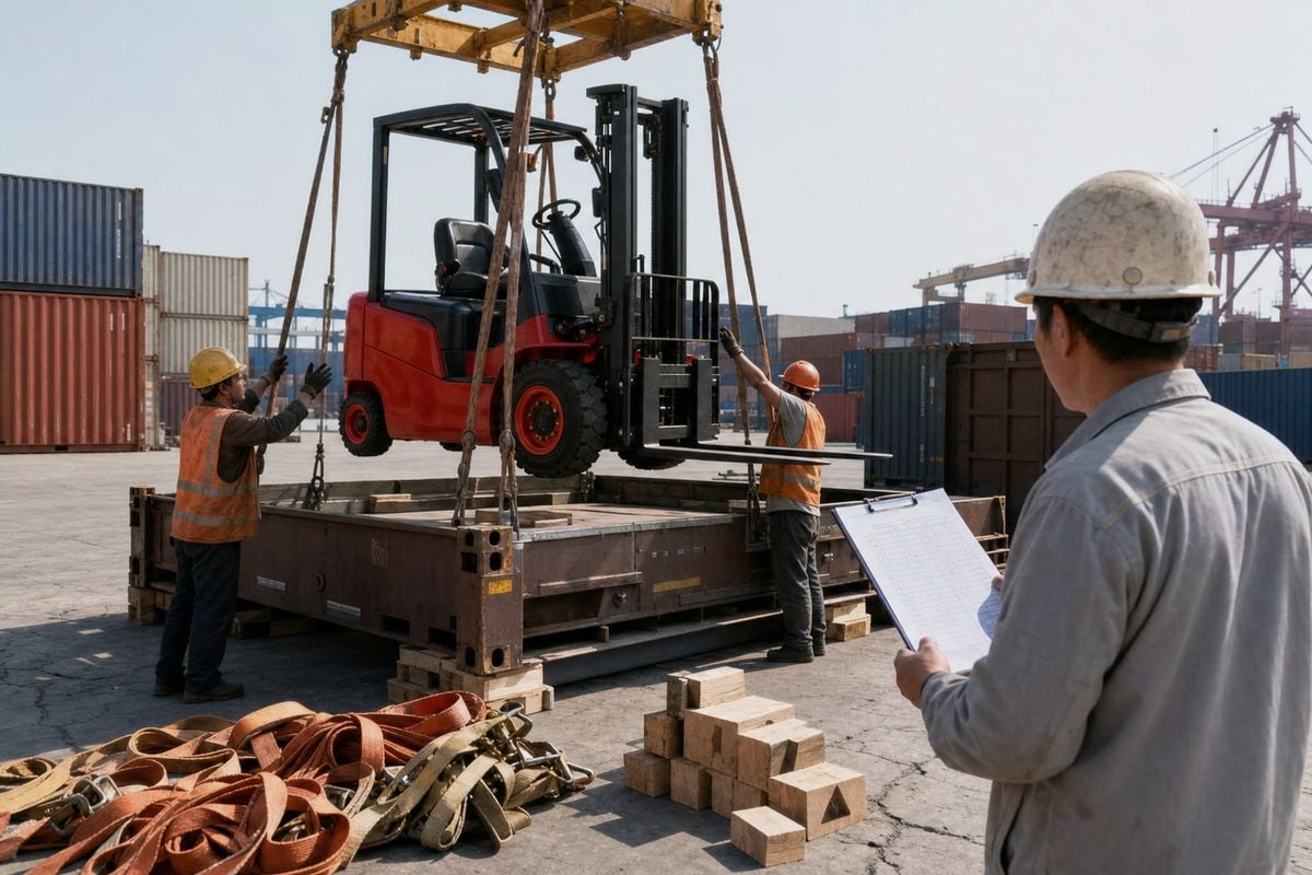 Comparing FCL container and flat rack shipping options for oversized forklifts (ID#3)