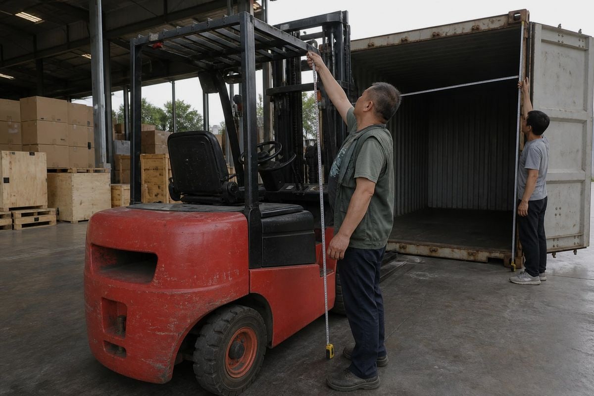 Forklift Container Sizing Electric forklift sized correctly to fit standard 20FT and 40FT container doors (ID#3)