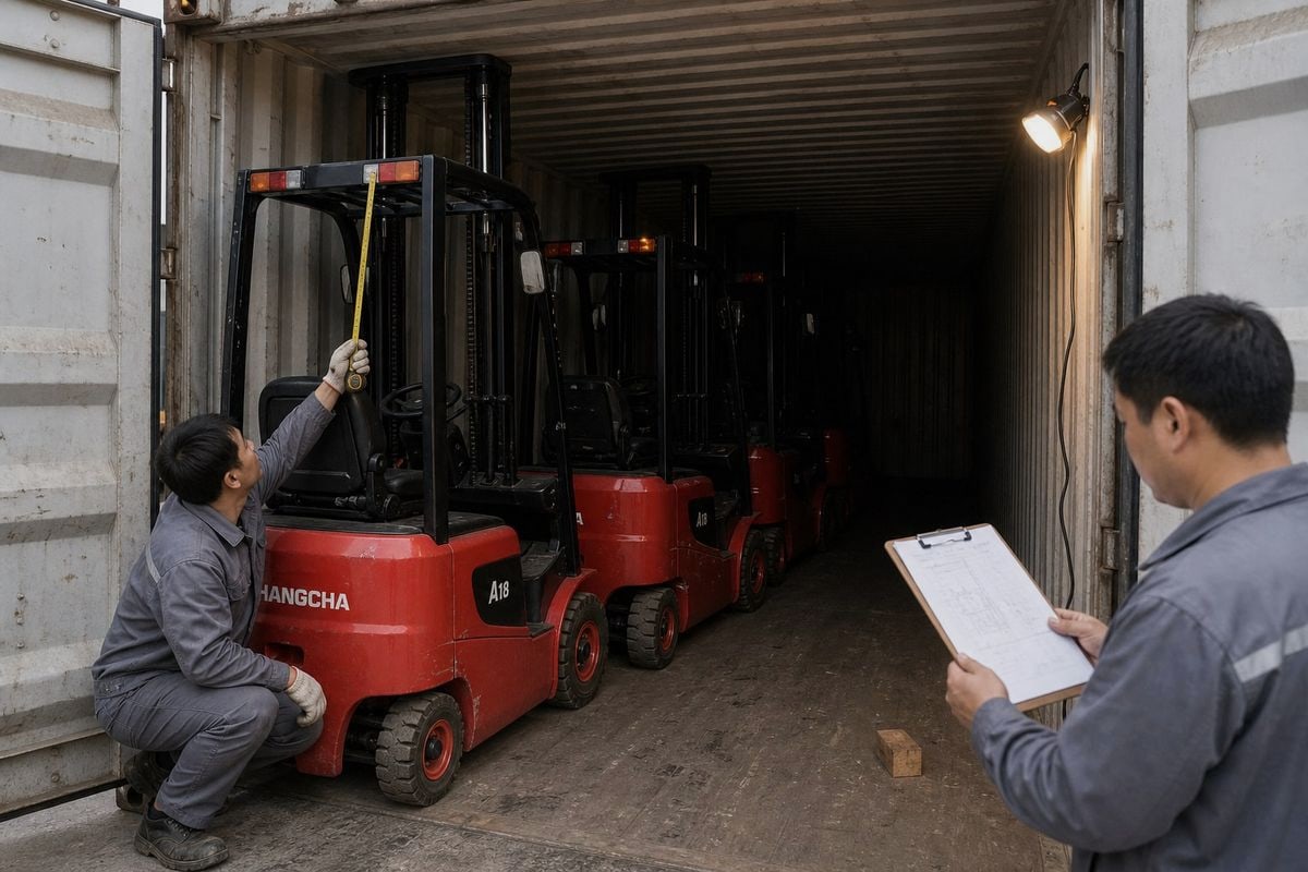 Electric forklifts loaded into 20FT and 40FT containers during stuffing (ID#2)