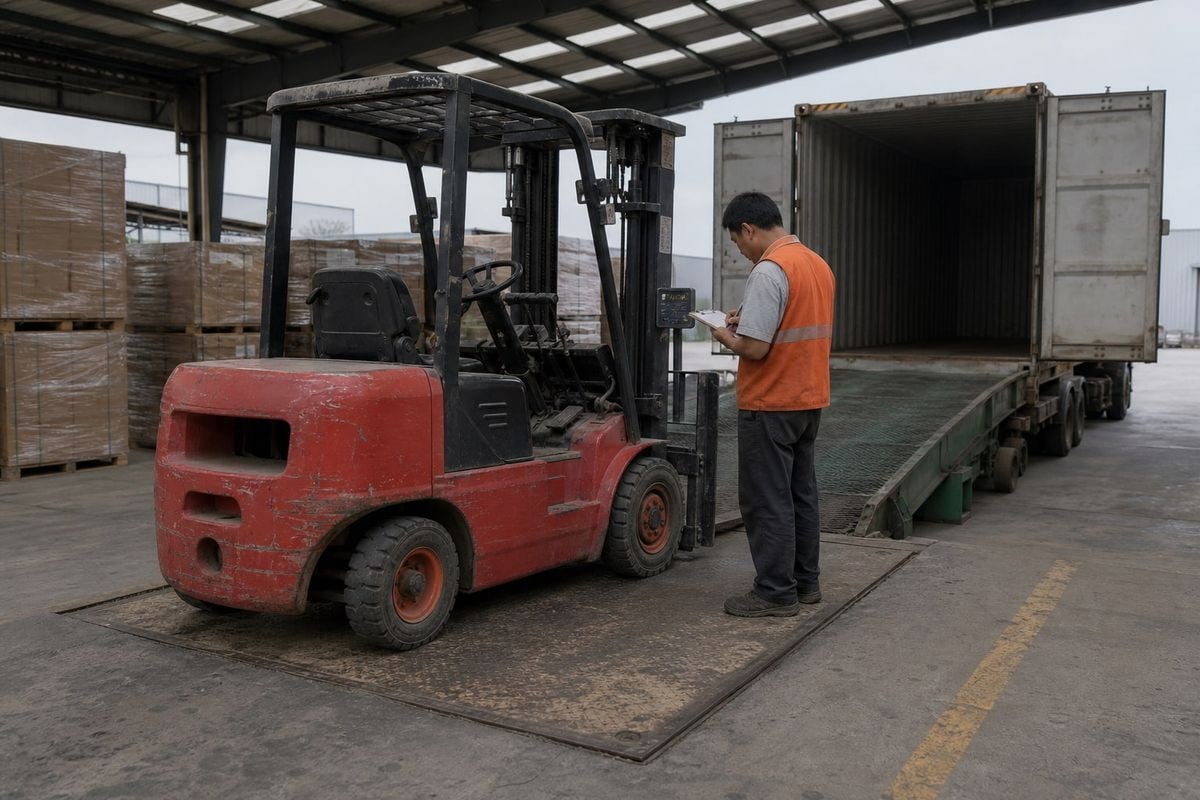 Consolidated forklifts, batteries, chargers, and spare parts in one container (ID#4)