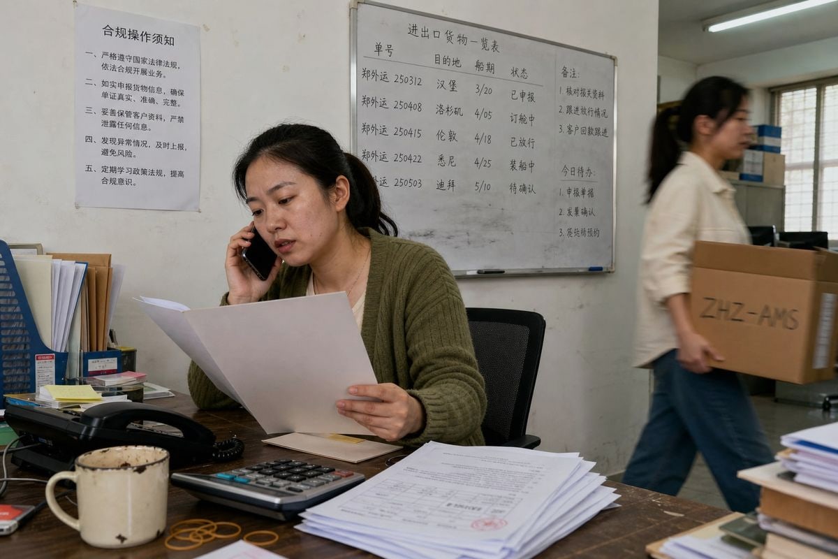Freight forwarder coordinates ISF filings and documents with brokers for electric forklift customs clearance (ID#4)