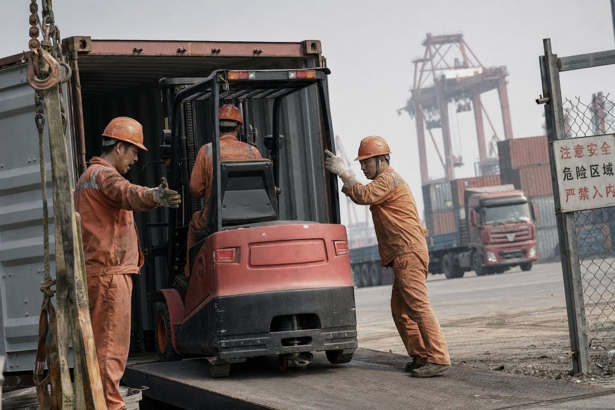 Comparison of port-to-port versus door-to-door forklift shipping covering customs and delivery scope (ID#2)