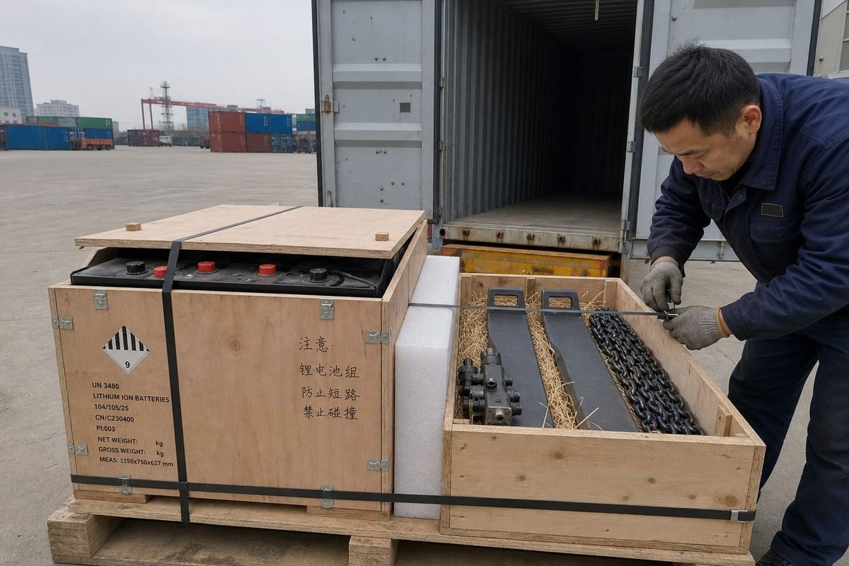 Safely shipping UN3480 lithium forklift batteries alongside spare parts in one container (ID#2)