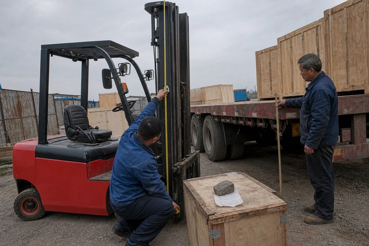 Measuring forklift mast height and weight to decide assembled or disassembled shipping (ID#2)